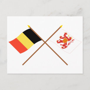 Postal Banderas de Bélgica y de Limbourg cruzadas