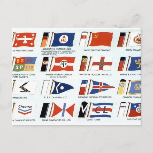 Postal Banderas de Casas de Compañías de Navegación Ameri (Anverso)