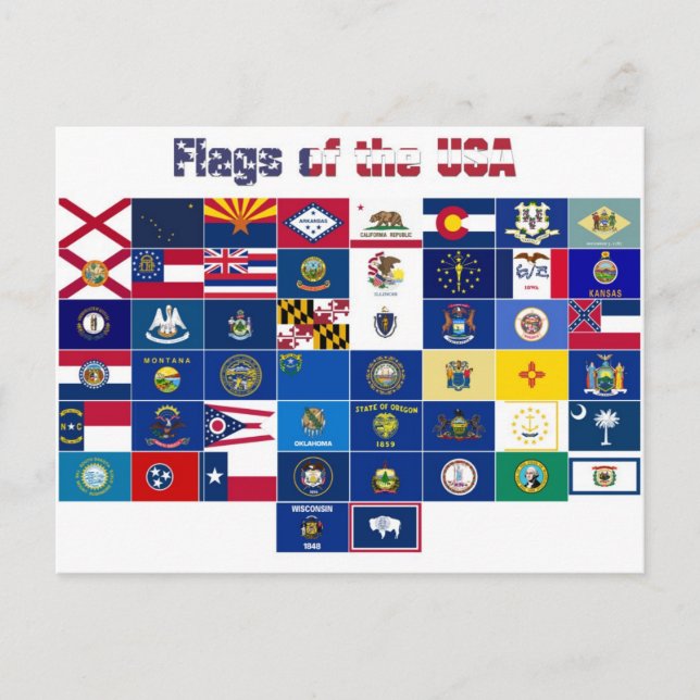 Postal "Banderas de Estados Unidos" (Anverso)