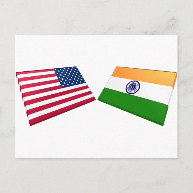 Postal Banderas de Estados Unidos e India (Anverso)