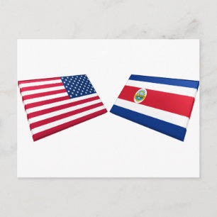 Postal Banderas de Estados Unidos y Costa Rica
