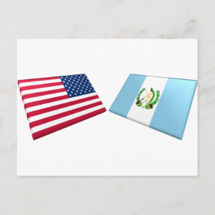 Postal Banderas de Estados Unidos y Guatemala