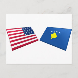 Postal Banderas de Estados Unidos y Kosovo