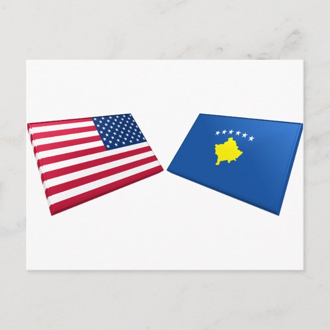 Postal Banderas de Estados Unidos y Kosovo (Anverso)