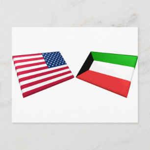 Postal Banderas de Estados Unidos y Kuwait