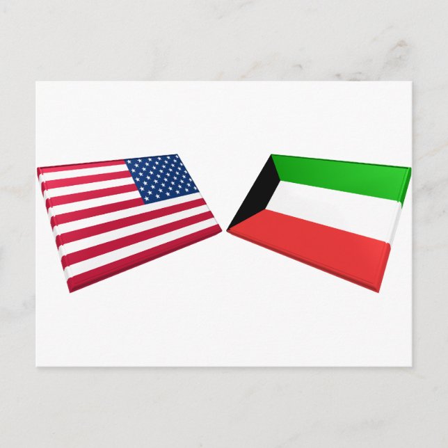 Postal Banderas de Estados Unidos y Kuwait (Anverso)