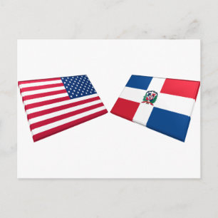 Postal Banderas de Estados Unidos y República Dominicana