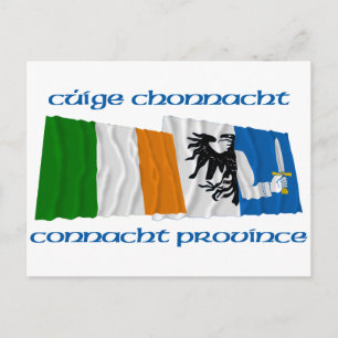 Postal Banderas de Irlanda y la provincia de Connacht