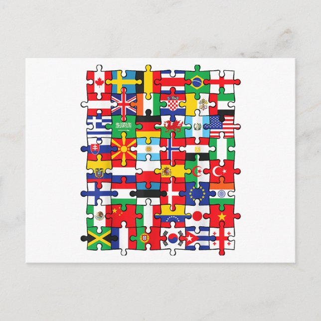 Postal Banderas de los países de la bandera internacional (Anverso)