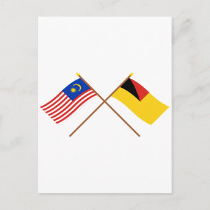 Postal Banderas de Malasia cruzada y de Negeri Sembilan