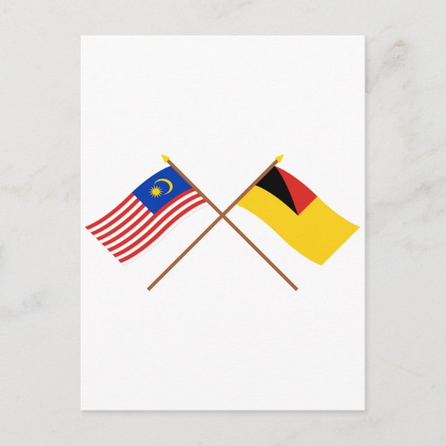 Postal Banderas de Malasia cruzada y de Negeri Sembilan (Anverso)