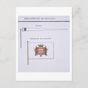 Postal Banderas de Mónaco, de un libro francés de bandera