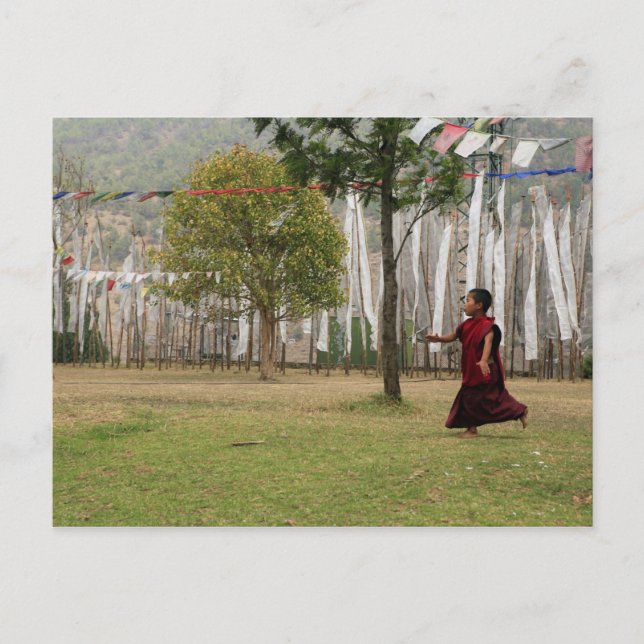 Postal Banderas de monjes y oraciones jóvenes (Anverso)