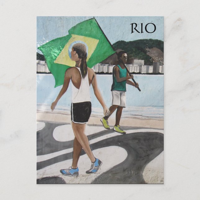 Postal banderas de playa de río de janeiro (Anverso)