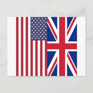 Postal Banderas de Union Jack y Estados Unidos de América