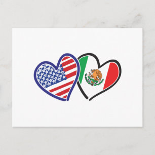 Postal Banderas del Corazón de Estados Unidos México