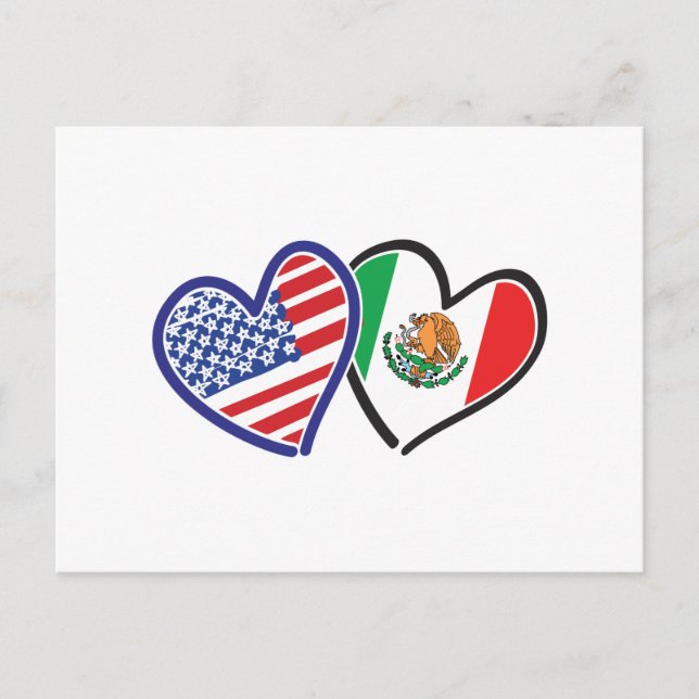 Postal Banderas del Corazón de Estados Unidos México (Anverso)