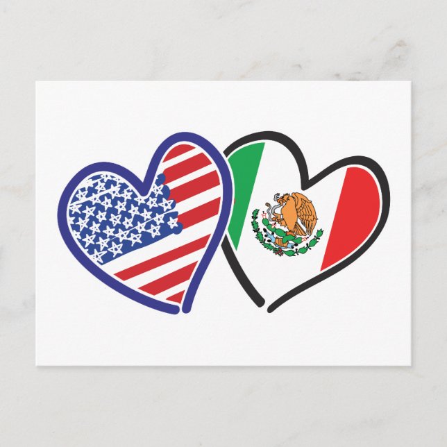 Postal Banderas del Corazón de Estados Unidos México (Anverso)