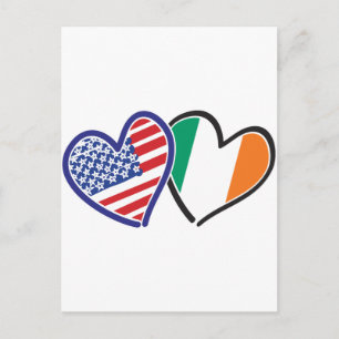 Postal Banderas del corazón de Irlanda de Estados Unidos