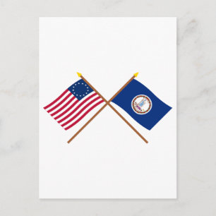 Postal Banderas del estado de Virginia y de Estados Unido