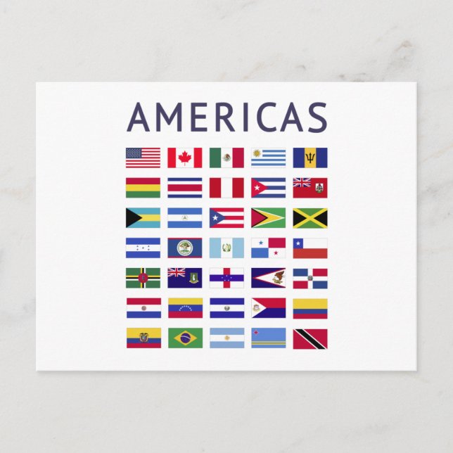 Postal Banderas del país América Banderas nacionales Amér (Anverso)
