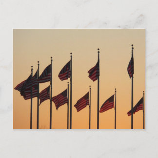 Postal Banderas del Sunset American Patriotic USA