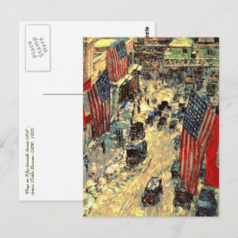 Postal "Banderas en la calle 57″ por Childe Hassam