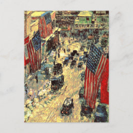 Postal "Banderas en la calle 57″ por Childe Hassam