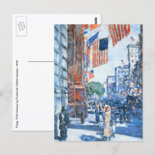 Postal Banderas en la Quinta Avenida de Childe Hassam, Ar