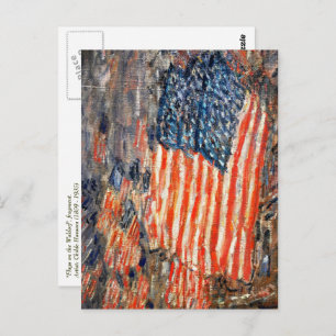 Postal "Banderas en la Waldorf" por Childe Hassam