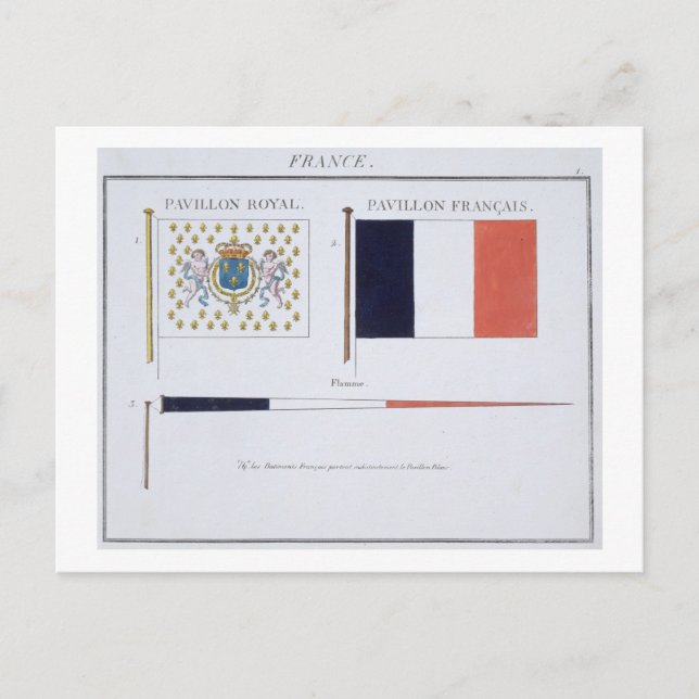 Postal Banderas francesas, de un libro francés de bandera (Anverso)