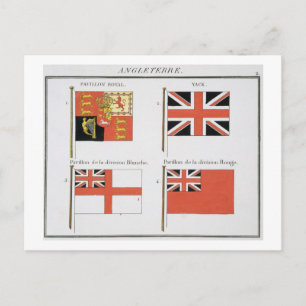 Postal Banderas marítimas británicas, de un libro francés