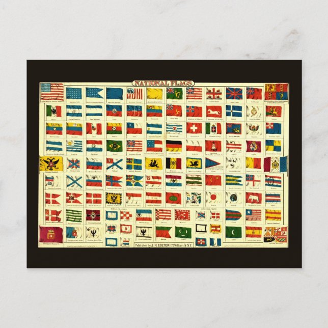 Postal Banderas nacionales de época del mundo (Anverso)