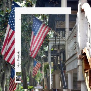 Postal Banderas Patrióticas de Savannah GA en Jones St Fo