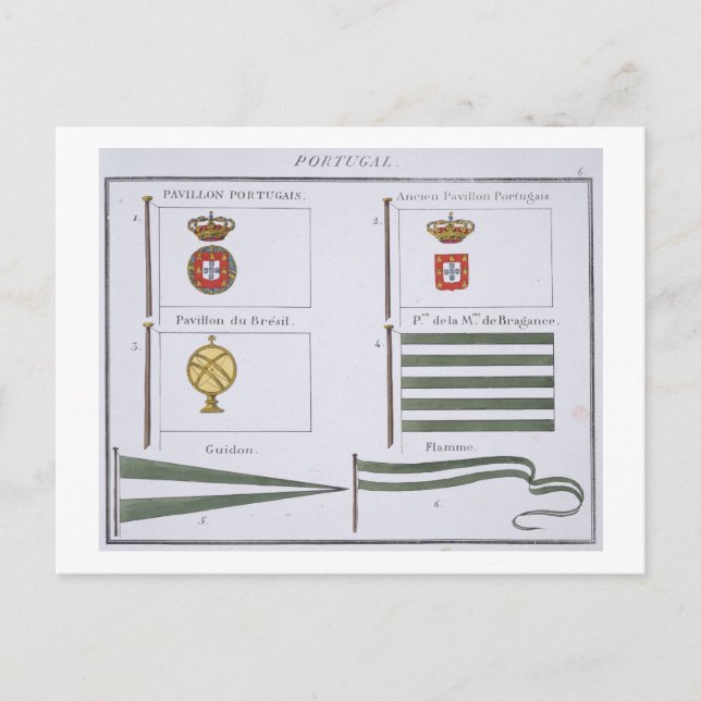 Postal Banderas portuguesas, de un libro francés de bande (Anverso)