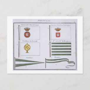 Postal Banderas portuguesas, de un libro francés de bande