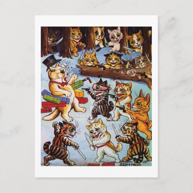 Postal Bandidos de gatitos, Louis Wain (Anverso)