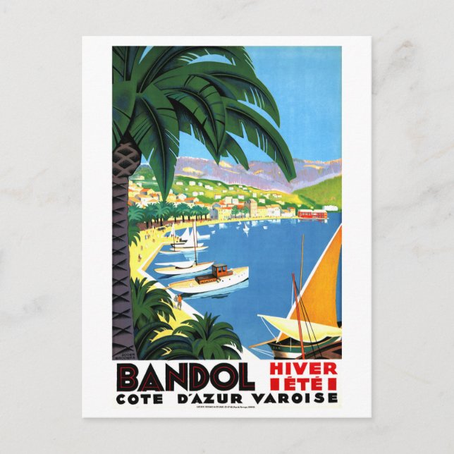 Postal Bandol, Côte d'Azur, Francia, costa francesa, vint (Anverso)