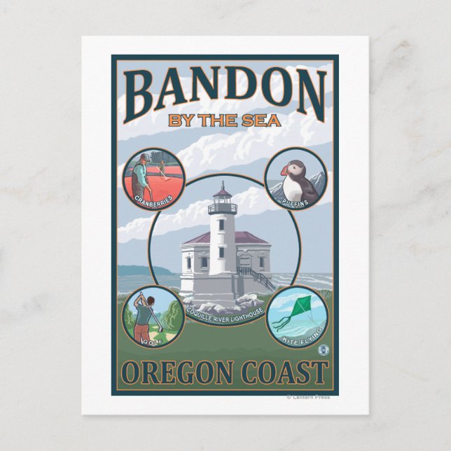 Postal Bandon, afiche de viaje de OregonScenic (Anverso)