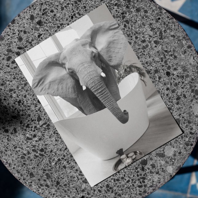 Postal Bañera elefante Baño blanco negro arte en el baño  (Subido por el creador)