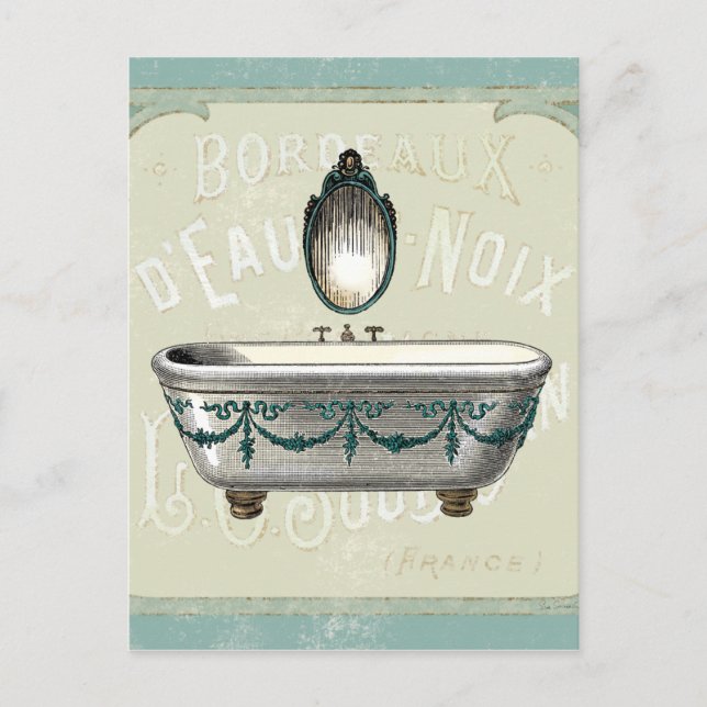 Postal Bañera vintage con espejo (Anverso)