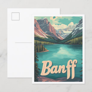 Postal Banff Canada Art Vintage Travel Ilustracion