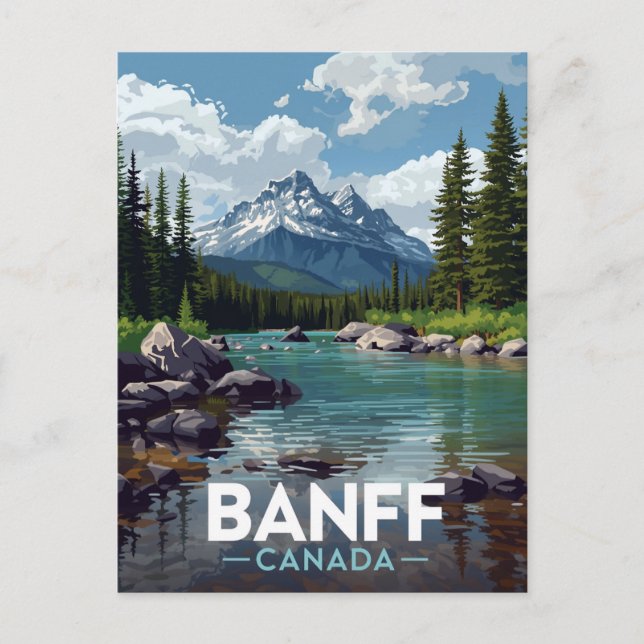 Postal Banff National Park Mountain River View (Anverso)
