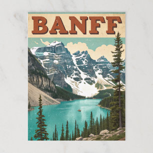 Postal Banff vintage: Lago Louise y picos