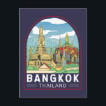 Postal Bangkok Tailandia: El emblema retro de viajes<br><div class="desc">Diseño de viajes retro de Bangkok en un estilo emblemático. Bangkok,  la capital de Tailandia,  es una gran ciudad conocida por sus santuarios ornamentales y su vibrante vida callejera.</div>