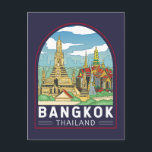 Postal Bangkok Tailandia: El emblema retro de viajes<br><div class="desc">Diseño de viajes retro de Bangkok en un estilo emblemático. Bangkok,  la capital de Tailandia,  es una gran ciudad conocida por sus santuarios ornamentales y su vibrante vida callejera.</div>