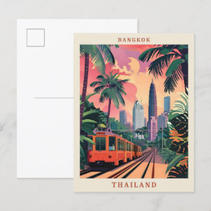 Postal Bangkok Tailandia elegante viaje vintage