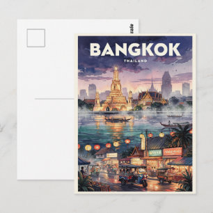 Postal Bangkok Tailandia Viaje Vintage