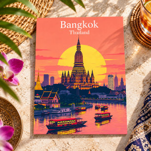 Postal Bangkok, Tailandia Viajes Vintage Vibrantes