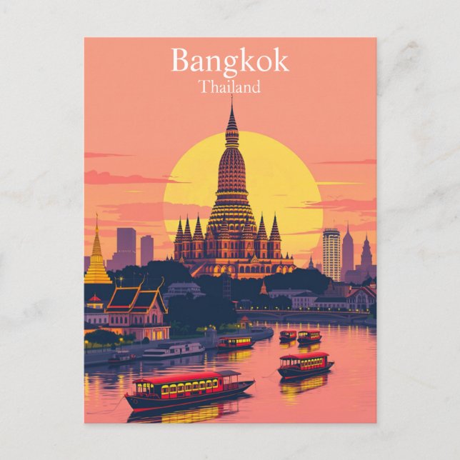 Postal Bangkok, Tailandia Vibrant Vintage Travel (Anverso)